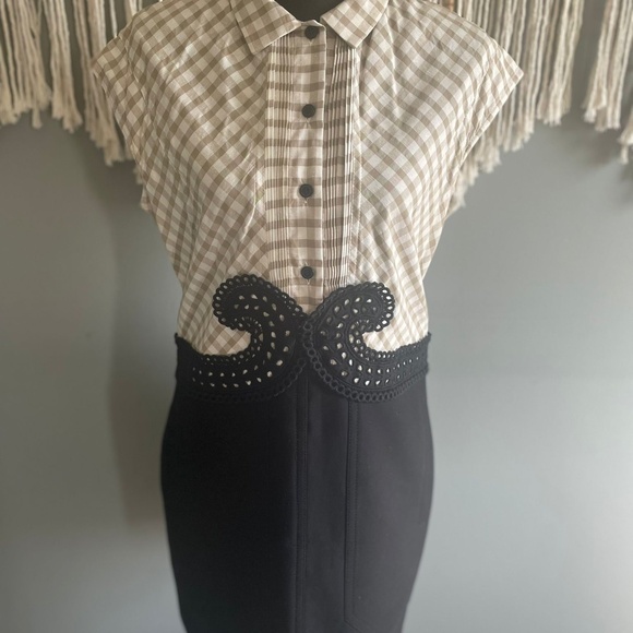 Carven White & Black Gingham Eyelet Dress - Picture 10 of 11